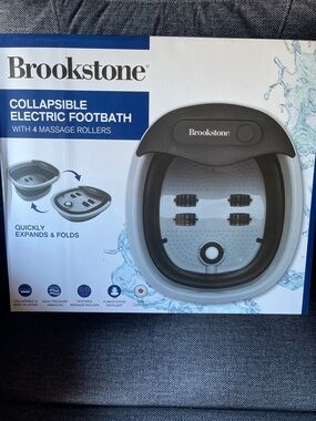 Brookstone Gray Collapsible Electric Footbath with 4 Massage Rollers